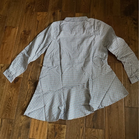 Joan Rivers Plaid Ruffle Button Front Tunic Asymmetric Hem Blouse Top - Picture 3 of 6